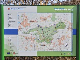 Naturerlebniskarte mit Wanderwegen in den  Stemweder Bergen